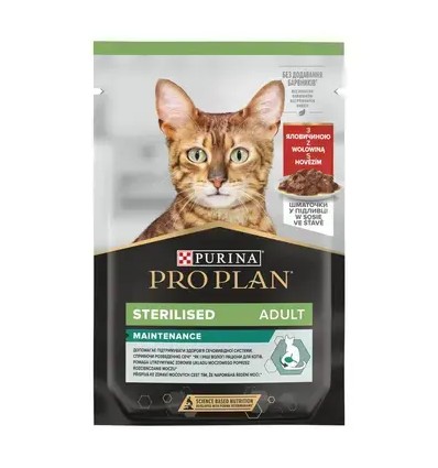 Purina Pro Plan Gatos Húmidos Nutri Savour Sterilised Vaca Saq. 85gr
