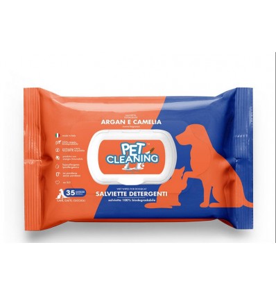 Pet Cleaning Toalhitas de Limpeza Argão e Camélia p/ Cão e Gato 35 uni.