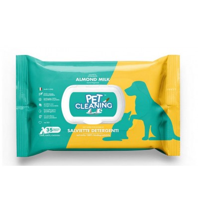 Pet Cleaning Toalhitas de Limpeza Leite de Amêndoa p/ Cão e Gato 35 uni.