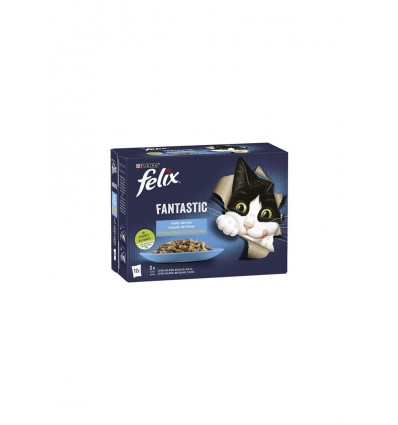 Purina Gatos Húmidos Felix Fantastic (Seleção de Peixes) 12x80gr.
