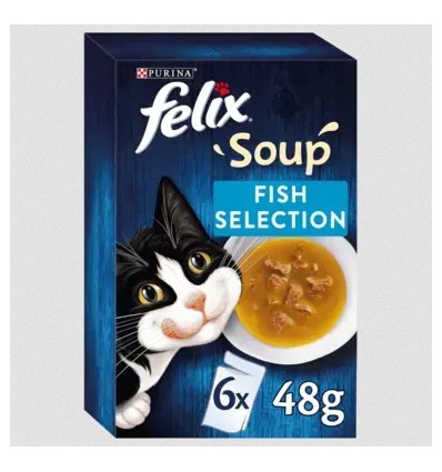 Purina Gatos Húmidos Felix Soup Original (seleção de peixes) 6x48gr.