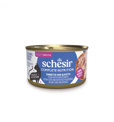 Schesir Gato Húmidos Complete Nutrition in broth Atum com Anchovas